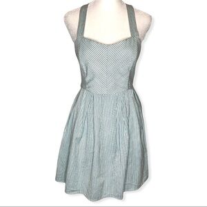 Urban Outfitters BDG Blue Striped Criss Cross Back Halter Mini Dress Small